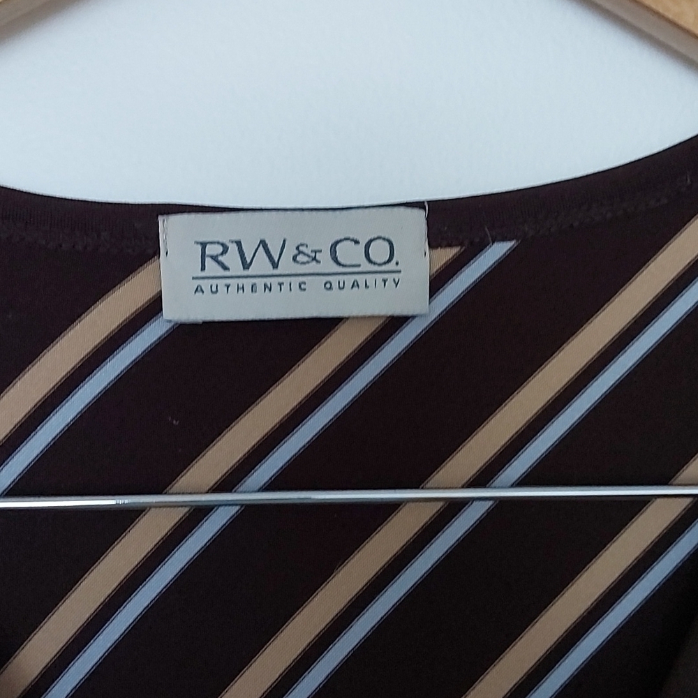 RW&CO 90s/Y2K Midi Bodycon Dress Vneck with Diagonal Stripes, Side Slits. - Picture 4 of 6
